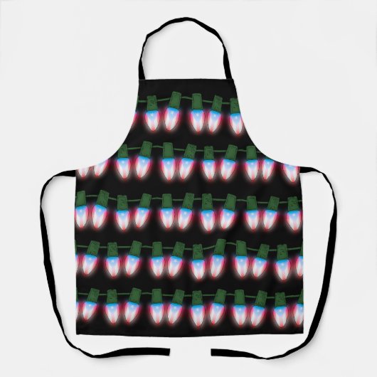 プエルトリコ国旗のクリスマスライトエプロン エプロン (正面)