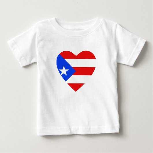 プエルトリコ国旗のハートTシャツ ベビーTシャツ (正面)