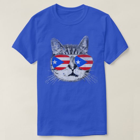 プエルトリコ国旗の国のルーツ猫好きプライドGif Tシャツ (デザイン正面)