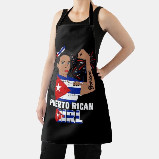 プエルトリコ国旗の強い女性プエルトリカガールボー エプロン (インサイチュ)