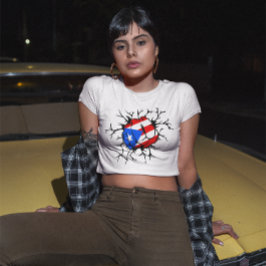 プエルトリコ国旗の拳パワーステッカー Tシャツ