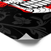 プエルトリコ国旗の砂糖スカルとバラ ポスター (角)