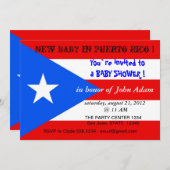 プエルトリコ国旗を持つベビーシャワー招待状 招待状 (正面/裏面)