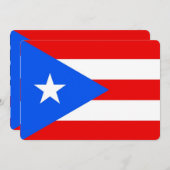 プエルトリコ国旗を持つ愛国的招待状 招待状 (正面/裏面)