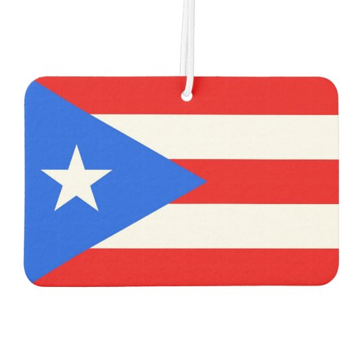 プエルトリコ国旗を掲げた車の新入生 カーエアーフレッシュナー (裏面)