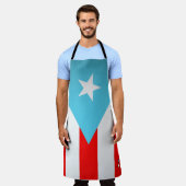 プエルトリコ国旗オールオーバープリント大エプロン エプロン (着用した状態)