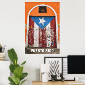 プエルトリコ国旗オールドサンフアン旅行写真 ポスター (ホームオフィス)