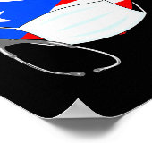 プエルトリコ国旗ハートナース7月4日 ポスター (角)