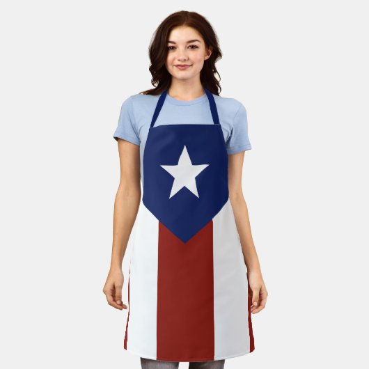 プエルトリコ国旗 エプロン (着用した状態)