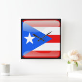 プエルトリコ国旗 スクエア壁時計 (ホーム)