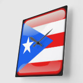 プエルトリコ国旗 スクエア壁時計 (傾斜)