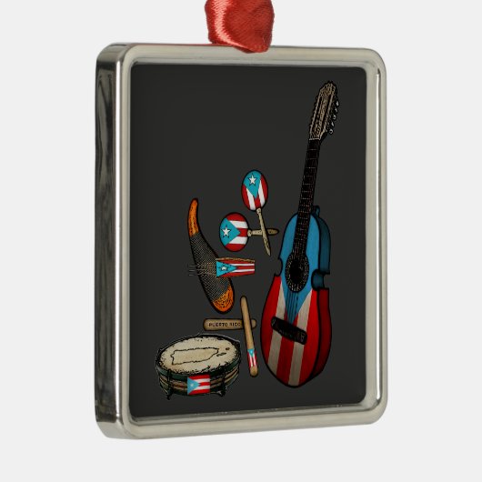 プエルトリコ国旗 |ボリチュア伝統的楽器 メタルオーナメント (右)