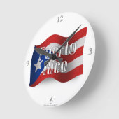 プエルトリコ国旗 ラウンド壁時計 (傾斜)