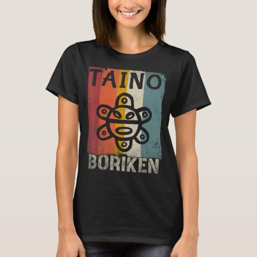 プエルトリコ国旗Taino Boricuaプエルトリカスーヴ Tシャツ (正面)