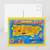 プエルトリコ島の地図ポストカード ポストカード (正面/裏面)