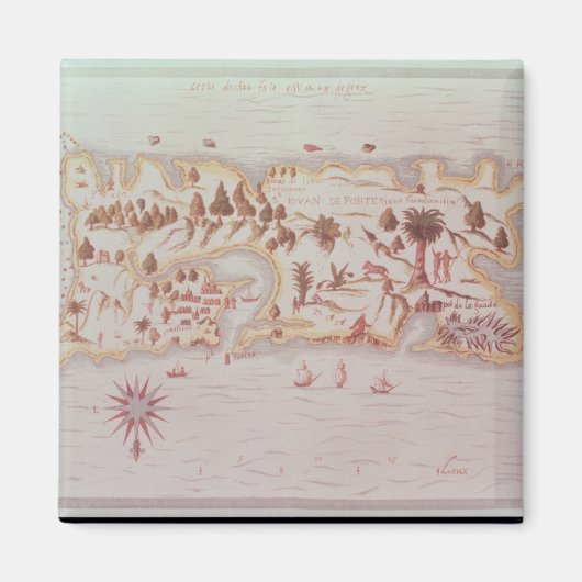 プエルトリコ島の地図， 1599 マグネット (正面)