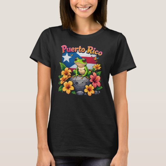 プエルトリコ文化カエル Tシャツ (正面)