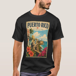 プエルトリコ海岸イラスト旅行アートヴィンテージ Tシャツ