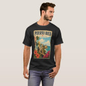 プエルトリコ海岸イラスト旅行アートヴィンテージ Tシャツ (正面フル)