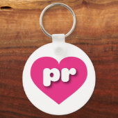 プエルトリコ熱ピンクハート – 私はprが大好き キーホルダー (正面)