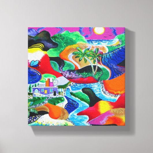 プエルトリコ熱帯美術のコラージュカリブの キャンバスプリント (正面)