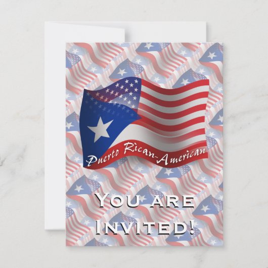 プエルトリコ系アメリカ人 旗を振る 招待状 (正面)