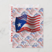 プエルトリコ系アメリカ人 旗を振る 招待状 (正面/裏面)