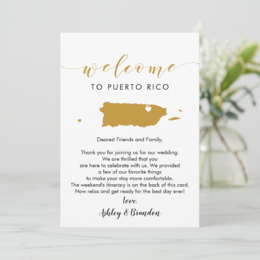 プエルトリコ結婚のウェルカムレターの旅程 (スタンド正面)