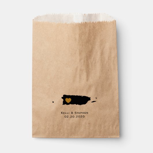 プエルトリコ結婚式の引き出物トリートサックス、抱き枕 フェイバーバッグ (正面)