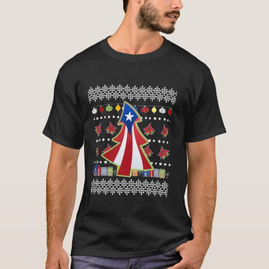 プエルトリコ醜いクリスマスセーターNavidad Tシャツ (正面)