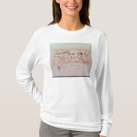 プエルトリコ1599年の島の地図 Tシャツ (正面)
