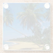 プエルトリコ、イスラベルデ、ヤシの木 ガラスコースター (裏面)