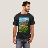 プエルトリコ イラスト 旅行 アート ヴィンテージ Tシャツ (正面フル)