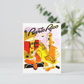 プエルトリコ、サンファンシティ。ギタープレーヤー ポストカード (スタンド正面)