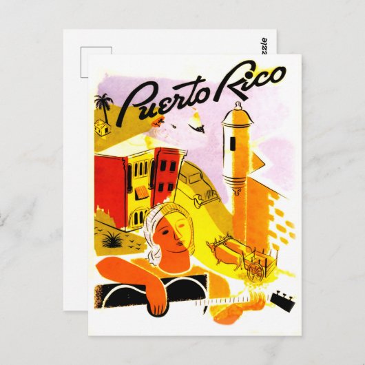 プエルトリコ、サンファンシティ。ギタープレーヤー ポストカード (正面/裏面)