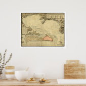 プエルトリコ，サンフアンの地図1785 ポスター (キッチン)