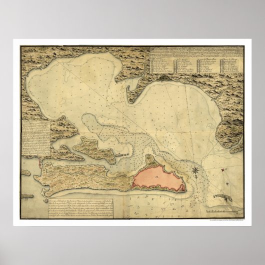 プエルトリコ，サンフアンの地図1785 ポスター (正面)