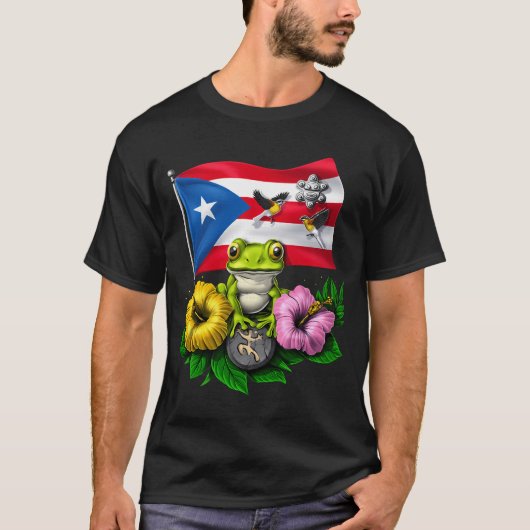 プエルトリコ ボリクア フラグ Tシャツ (正面)