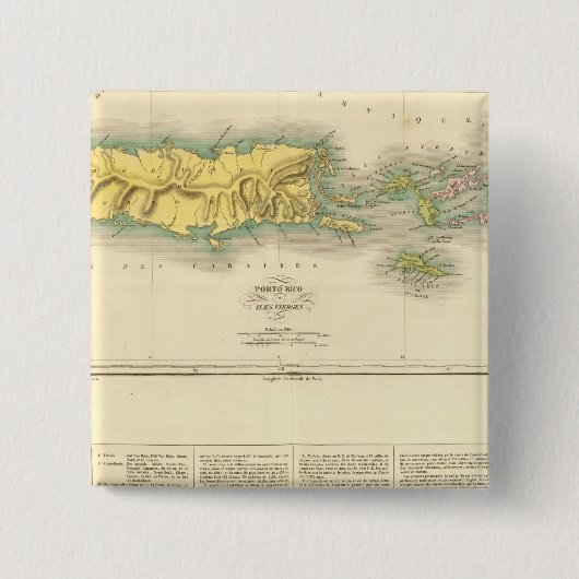 プエルトリコ、ヴァージン諸島 缶バッジ (正面)
