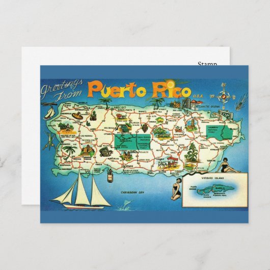 プエルトリコ ヴィエケス島 ポストカード (正面/裏面)