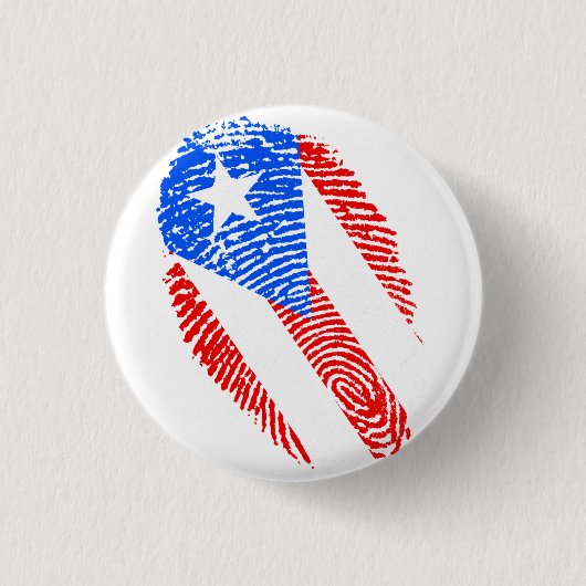プエルトリコ，赤，白，青，指紋 缶バッジ (正面)