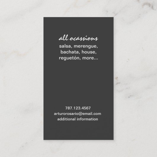 プエルトリコDJ 名刺 (裏面)