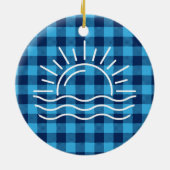 プエルトヴァラルタブルーバッファローチェッククリスマス セラミックオーナメント (裏面)