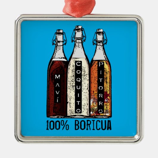 プエルト伝統的リカドリンク100% Boricua メタルオーナメント (正面)