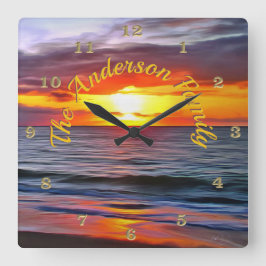 プエルト日没1739 スクエア壁時計