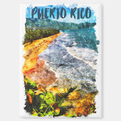 プエルト素晴らしリコウォーターカラービーチ風景 マグネット (正面)