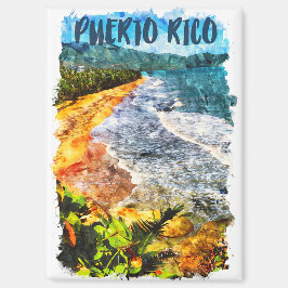 プエルト素晴らしリコウォーターカラービーチ風景 マグネット