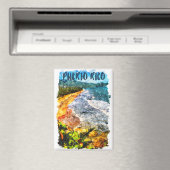 プエルト素晴らしリコウォーターカラービーチ風景 マグネット (インサイチュ (食洗機))