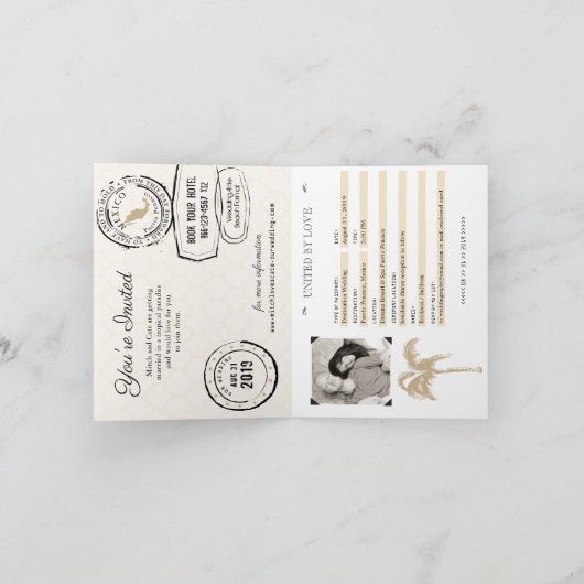 プエルトPenascoメキシコタンのパスポートの結婚式 招待状 (内部)