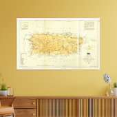 プエルトRIcoの地図(ポルトリコ)1898年頃 キャンバスプリント (インサイチュ (リビング))